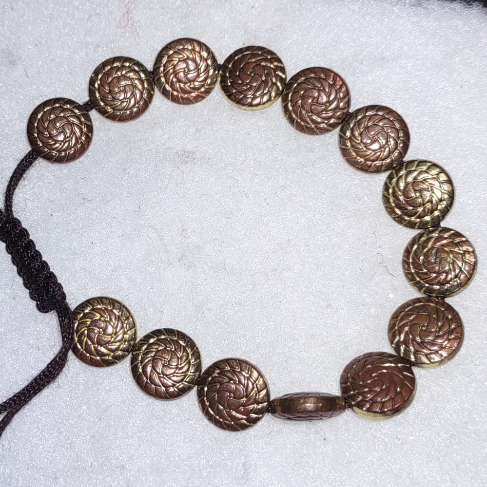 Antique Gold Beaded Adjustable Cord Bracelet